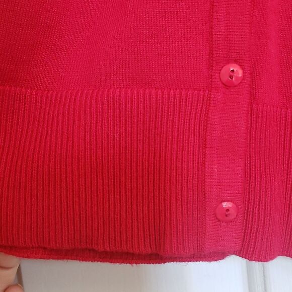 Vintage 80's Cardigan Sweater Black Soutache Red Faceted Buttons - Picture 7 of 14